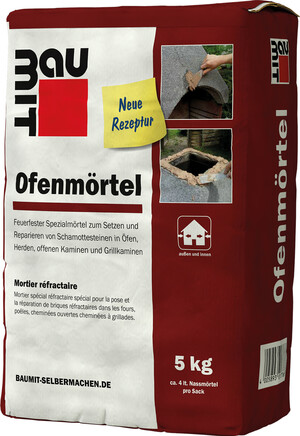 Le mortier réfractaire Baumit est disponible en sac en papier de 5 kg.