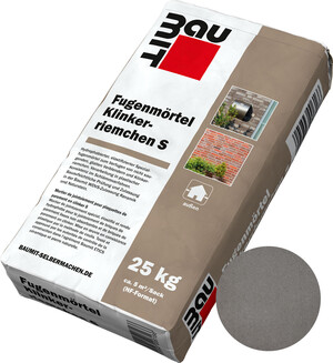 Le mortier de jointoiement pour plaquettes de parement en clinker S est disponible en sac papier de 25 kg dans la teinte gris foncé.
