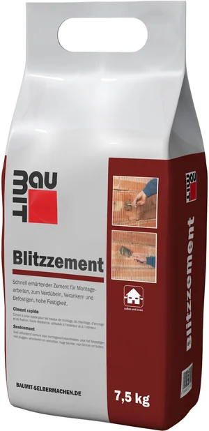 Le ciment à prise rapide Baumit est disponible en sac en film plastique de 7,5 kg.