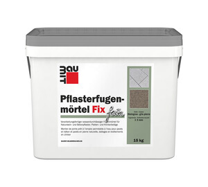 Le mortier pour joints de pavages Fix Fin Baumit est disponible dans la teinte gris pierre en seau de 15 kg.