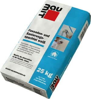 Enduit Baumit pour façades et rénovation, 25 kg, idéal pour lisser et retoucher les murs extérieurs, facile à mettre en œuvre.