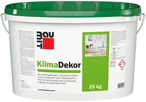 Der Baumit KlimaDekor mit 1 mm Körnung ist im 25 kg Eimer in Weiß erhältlich.