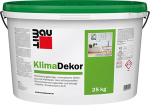 Le Baumit KlimaDekor avec une granulation de 1 mm est disponible en seau de 25 kg en blanc.