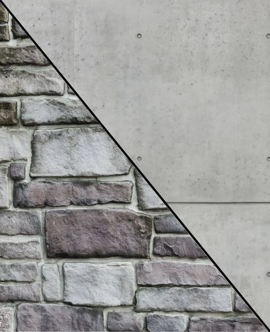 Ziegelmauer und Betonwand im Vergleich; Materialien für Heimwerkerprojekte mit Baumit.