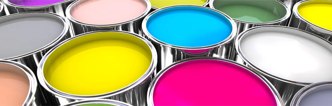 Des pots de peinture aux couleurs vives pour les projets de bricolage, id&eacute;aux pour peindre et r&eacute;nover les int&eacute;rieurs.